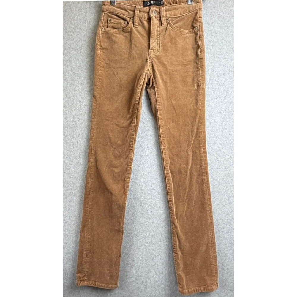 Lauren Ralph Lauren Tan Corduroy Slim Straight Pants Size 0 Camel Brown